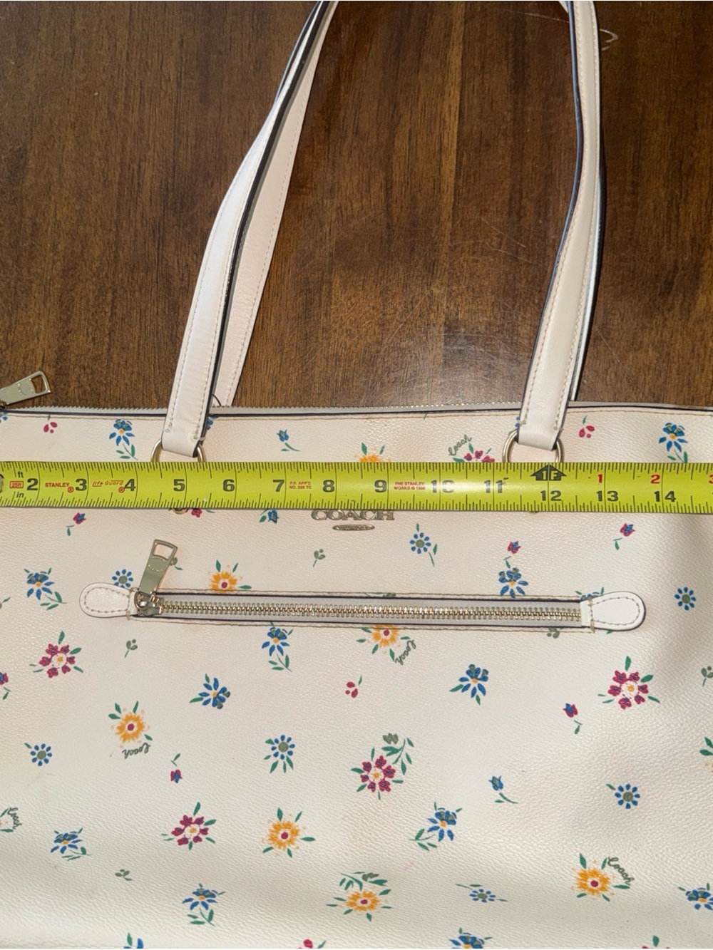 Coach Gallery Leather Tote w/ Wild Meadow Print Gold Chalk Multi C4251 Floral - Picture 12 of 14